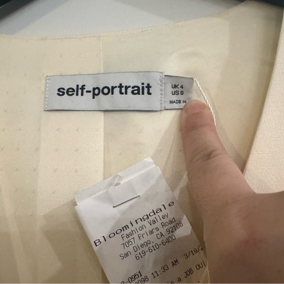 Self Portrait Cream Linen Midi Dress - Picture 15 of 15